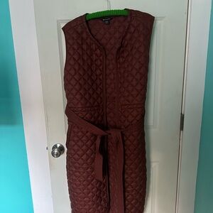 Athleta long Quilted Sleeveless Vest with Belt